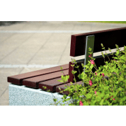 Banc public Kube Plus UM372LP - béton armé hydrofuge, structure inox et lattes bois tropical_3