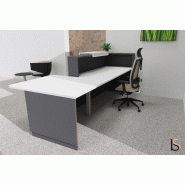Banque d'accueil Delta Plus avec PMR et réhausse - Mobel Linea - Blanc mat, Droite, Oui, Anthracite, 282_0