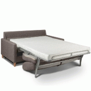 Canapé convertible OGGETTO - Matelas 16 cm, système express, sommier lattes 140 cm, tweed taupe sable - Renatonisi_3