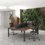 Bureau 2 personnes Tempo avec passe-câbles  - Mobel Linea - 160, Anthracite, Acacia foncé_0