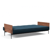 Canapé-lit Splitback Lauge - Innovation Living - Convertible 115x210 cm - Tissu Argus Navy Blue - Accoudoirs noyer_3