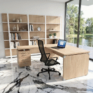Bureau d'angle X time Stop avec retour - Quadrifoglio. - 160, Orme, 3 tiroirs_3