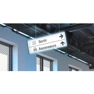 Enseigne lumineuse au plafond - Plexiglas blanc thermoformé - Triangulaire - LED - 30 à 150 cm_3