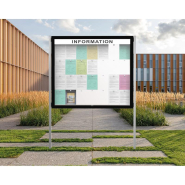 Vitrine Edge épaisseur 80 mm sur poteaux - Ref : 501300 - Simple face, verre sécurisé et cadre noir_3