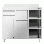 Meuble inox pour machine à café - 1200 x 600 mm - 2 tiroirs_3