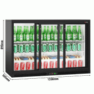 Arrière bar réfrigéré 3 portes coulissantes vitrées 320 litres | BKTG320SSNN_3