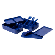 Boîte à lunch en plastique PP - avec set de couverts et sangle élastique - 2 compartiments de 700 ml chacun_3