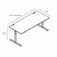 Bureau individuel réglable en hauteur Yan - MDD - Alu, Blanc, 160 x 80 cm_3