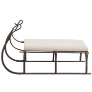 Banc luge en métal marron - assise blanche rembourrée en mousse - design élégant et original_3