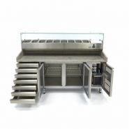 Table à pizza réfrigérée Maxima - 2 portes - 7 tiroirs - 202 cm - avec vitrine réfrigérée 9 x 1/3 GN_3