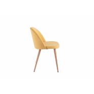 Lot de 4 chaises design scandinave - tissu jaune Velvet - piétement bois clair_3