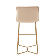 Chaise de bar RATRI - Velours beige, pieds métal couleur laiton - Design en vogue et confortable_3