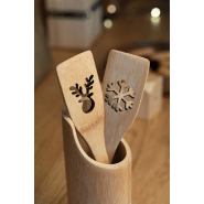 Spatule en bambou - Découpe sapin de Noël - Couleur naturelle - 24g_3