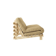 Canapé convertible futon ROOTS - Pin naturel - Tissu beige blé - Couchage 160x200 cm - Design japonais et scandinave_3