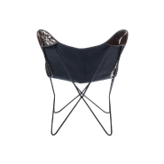 Fauteuil en cuir Loulou - Peau de vache noire et blanche - Design ethnique - Pieds en métal noir_3
