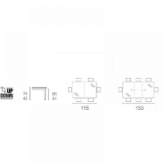 Table multifonction design avec piétement en acier satiné