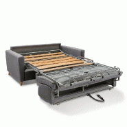 Canapé convertible express VIRGOLA - Matelas 16 cm - Sommier à lattes 160 cm - Tissu tweed gris_3