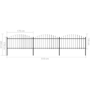 Vidaxl clôture de jardin à dessus en lance acier (1,25-1,5)x5,1 m noir 277732_3