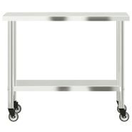 Vidaxl table de travail de cuisine avec roues 110x55x85 cm inox 376467_3