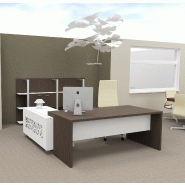 Bureau d'angle T45 avec desserte dos design - Quadrifoglio - 212, Droite, Eucalyptus et blanc_0