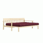 Canapé convertible futon UNWIND - Pin naturel - Coloris bordeaux - Couchage 130 x 190 cm - Style scandinave_3