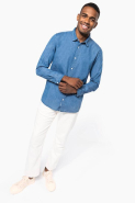 Chemise denim homme - Réf: K512 - 100% coton, effet vieilli, coupe ajustée_3