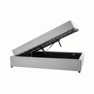 Lit coffre Dorres 140x190 cm - Sommier relevable blanc avec grand espace de rangement_3