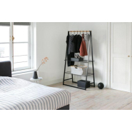 Portant pour vêtements Linn -Large - Black avec barre en bambou et étagères réglables - idéal pour suspendre, aérer et sécher vos vêtements_3