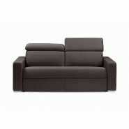 Canapé convertible PASSION - Matelas 16 cm - Système express - Sommier à lattes 120 cm - Microfibre marron_3