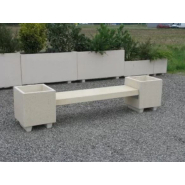Banquette Jardinière en Acajou - Deux Bacs à Fleurs Carrés - Longueur 244 cm - Autostable_3