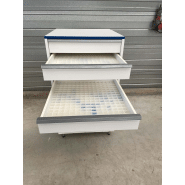 Meuble d'occasion de laboratoire avec 9 tiroirs - sur pieds métal - atex - P21091162_3