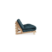 Canapé convertible futon ROOTS - Pin naturel - Tissu bleu pétrole - Couchage 160x200 cm - Design japonais et scandinave_3