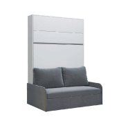 Composition lit escamotable 140 blanc mat Bermudes Sofa - Canapé microfibre gris avec 2 colonnes et armoire intégrée_3
