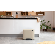 Poubelle à pédale Brabantia Bo - 3 x 11 litres - Soft Beige - Idéale pour trier les déchets avec style_3