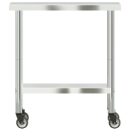 Vidaxl table de travail de cuisine avec roues 82,5x30x85 cm inox 376460_3