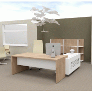Bureau d'angle T45 avec desserte dos design - Quadrifoglio - 212, Gauche, Orme et blanc_3