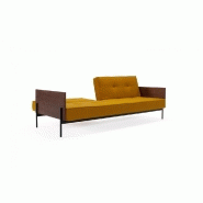 Innovation Living - Canapé Splitback Lauge convertible lit 115x210 cm - Tissu Elegance Burned Curry - Accoudoirs noyer_3