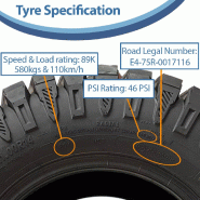27x11.00R14 ATV Tyre 8ply OBOR Predator 275/60R14 E-Marked Road Legal (Set of 4)_3