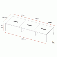 Grande table de réunion X9 - Officity - Blanc 9010, Ébène_3