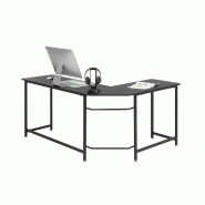 Bureau d'angle Murat noir mat - piètement métal et plateau fonctionnel_3