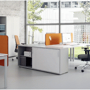 Armoire basse coulissante - MDD - Gris aluminium, Avec socle de finition, Blanc_3