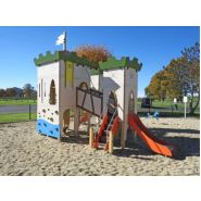 3840 - Structure pour aire de jeux - Transalp - Forteresse 3 tours avec toboggans, passerelles et équipements variés_3