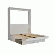 Armoire-lit escamotable KOMPACT SOFA avec canapé, tiroirs, blanc mat et tissu gris - Couchage 160x200 cm_3