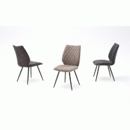 Lot de 2 chaises design NIME - tissu sable et pieds métal laqué anthracite - style rétro et confortable_3