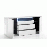 Buffet contemporain Verona blanc laqué brillant - 2 portes, 3 tiroirs, design italien_3