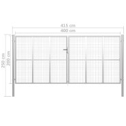Vidaxl porte de jardin acier galvanisé 415x250 cm argenté 144303_3