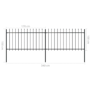 Vidaxl clôture de jardin avec dessus en lance acier 3,4 x 1 m noir 277612_3
