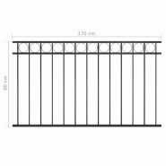 Vidaxl panneau de clôture acier 1,7x0,8 m noir 146316_3