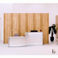 Comptoir d'accueil Valde forme vague avec accès PMR - MDD - Blanc brillant, Gauche_3