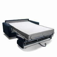 Canapé MEZZANO convertible express - Matelas 16 cm - Sommier métal 140 cm - Tissu tweed bleu nuit - Design scandinave_3